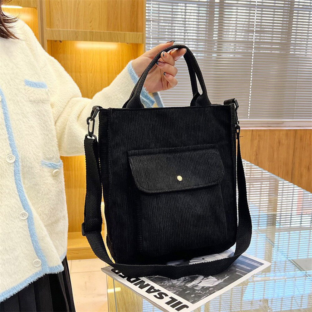 bags : Amber Corduroy Bag | Casual trendy tas waarin alle benodigdheden passen in Zwart van Pantino