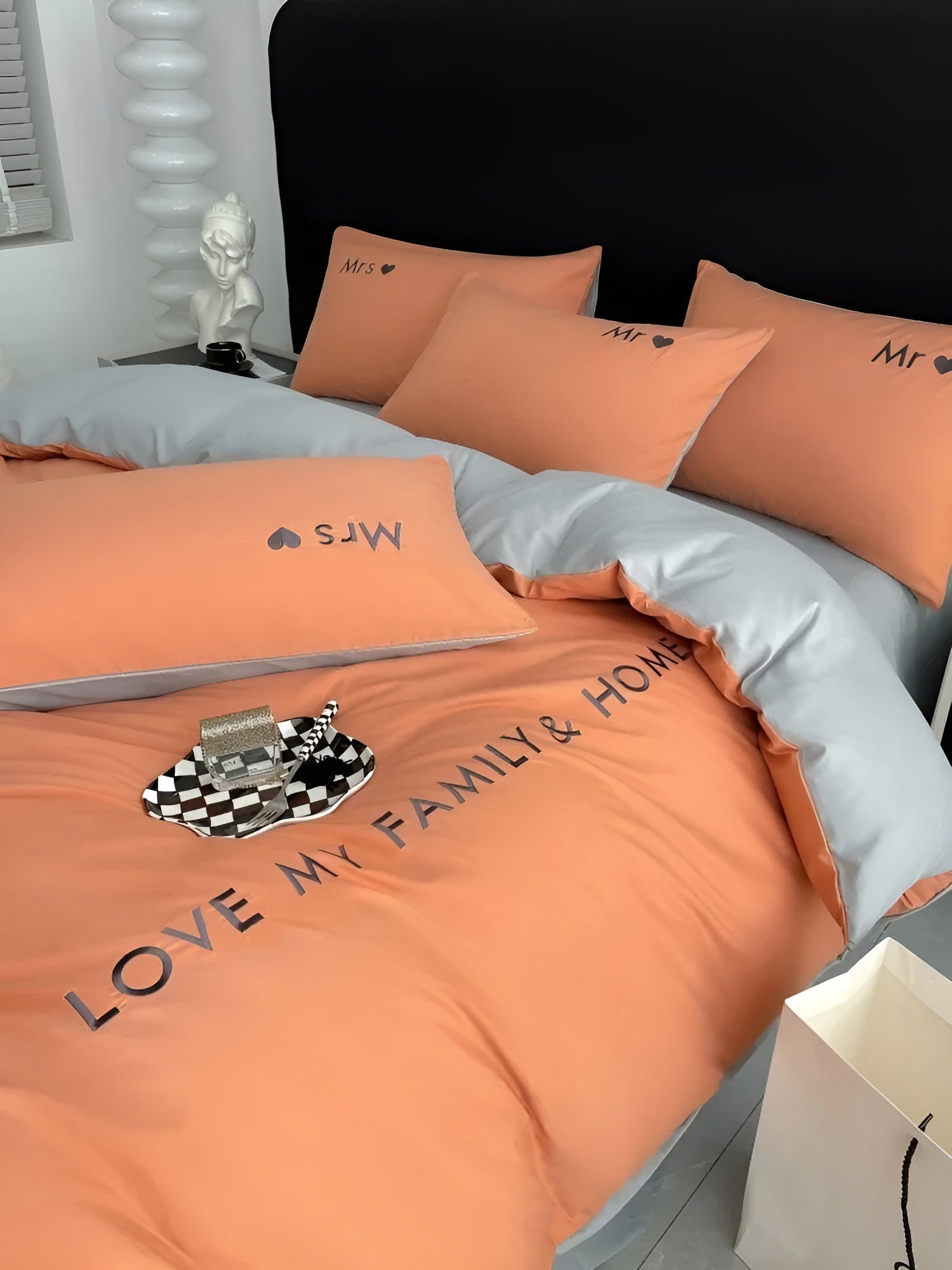 home & garden : DreamPro Beddings - Ultrazacht en Comfortabel Beddengoed in Oranje-Grijs van Pantino