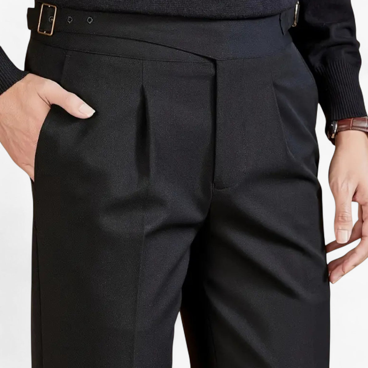 Pants : Bert | Broek – Zakelijke Stijl in Zwart van Pantino