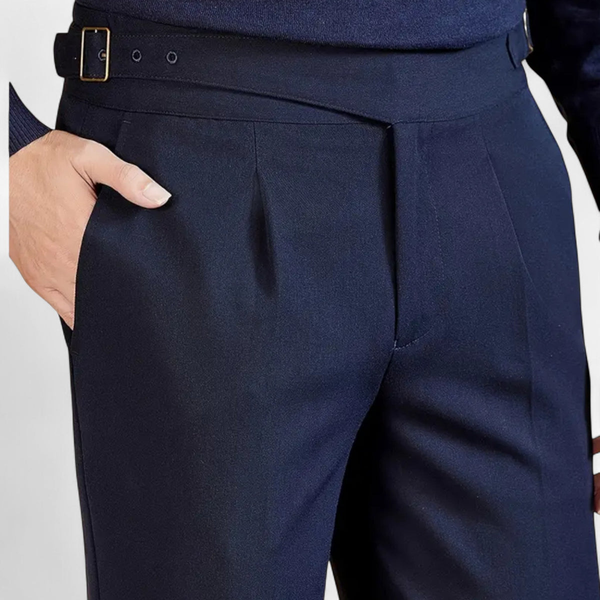 Pants : Bert | Broek – Zakelijke Stijl in Marineblauw van Pantino