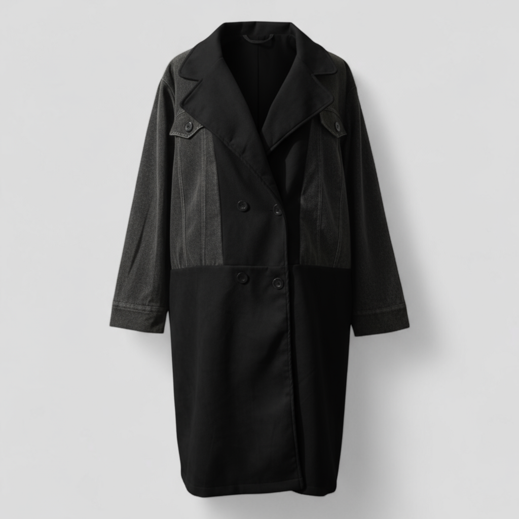 Clothes : Anette | Elegante lange jas voor dames in Zwart van Pantino