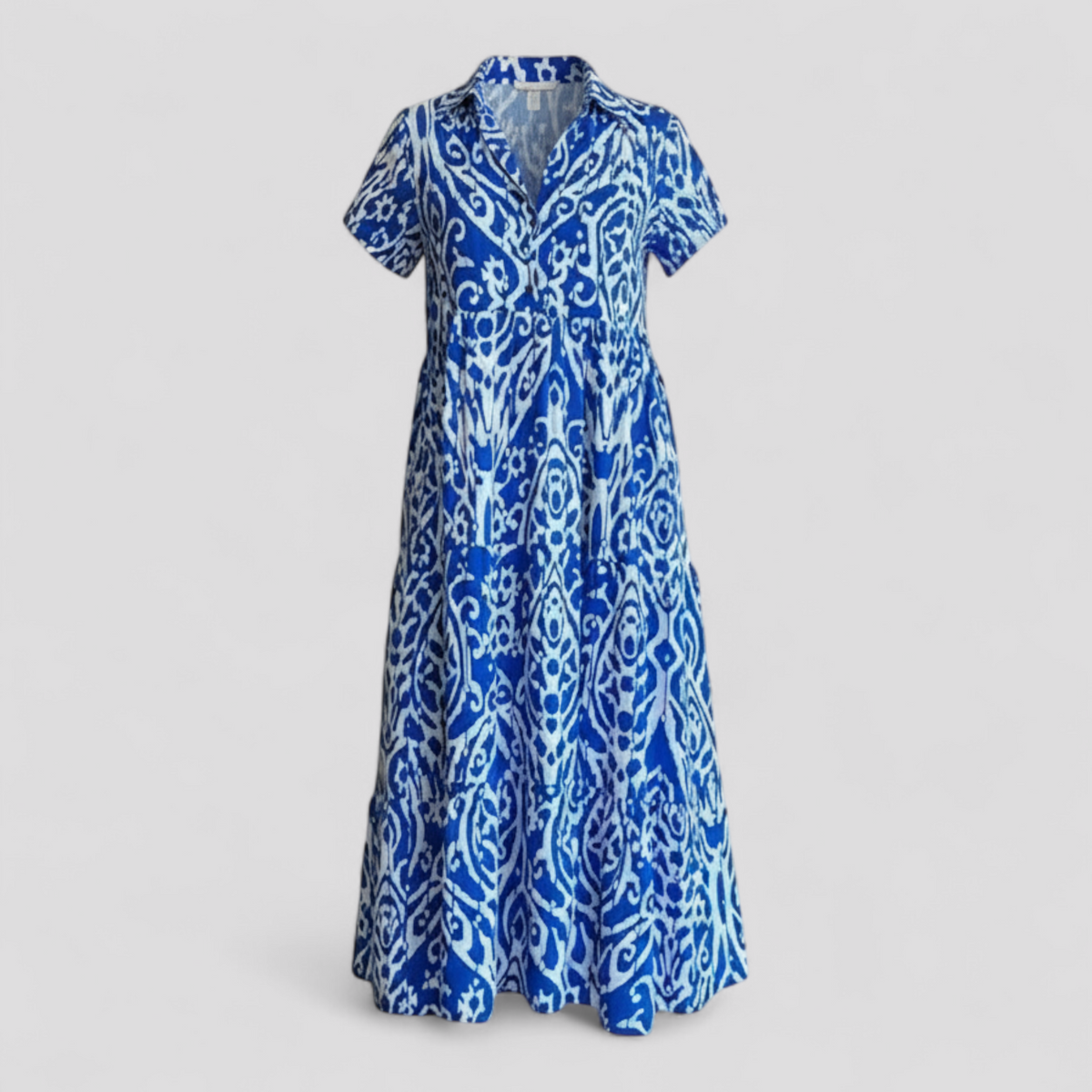 Dress : Armani | Dames Lange Maxi Jurk met Zakken in Blauw van Pantino