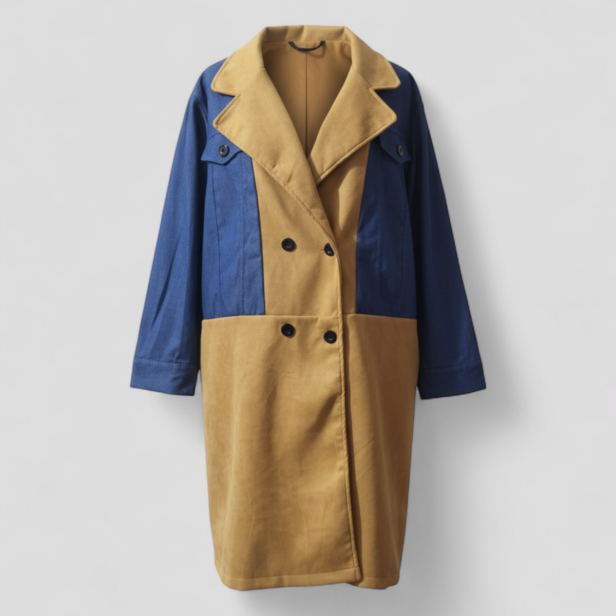 Clothes : Anette | Elegante lange jas voor dames in Blauw van Pantino