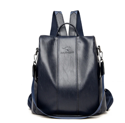 bags : Elegante leren rugzak voor vrouwen met anti-diefstal functies in Marineblauw van Pantinoshop
