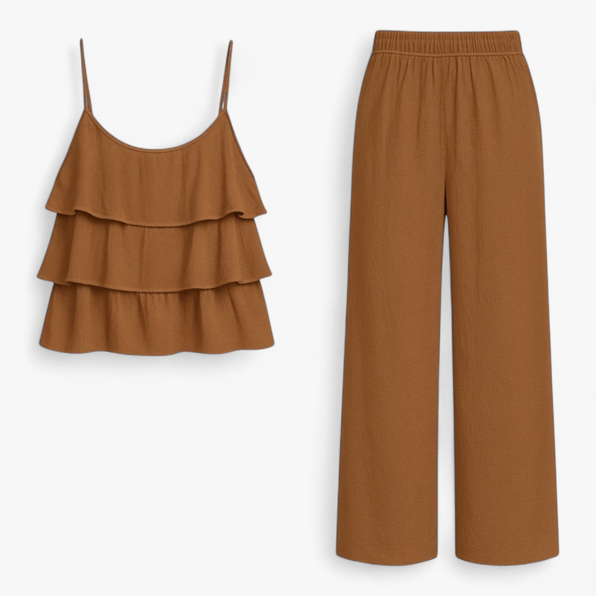 Women Set : Caterina | Elegante, gecoördineerde set voor dames in Bruin van Pantino