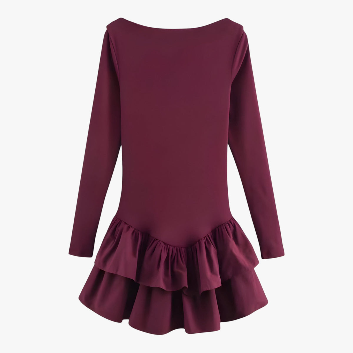 Dress : Celeste | Minijurk met lange mouwen - Trends en stijl in Bordeaux van Pantino