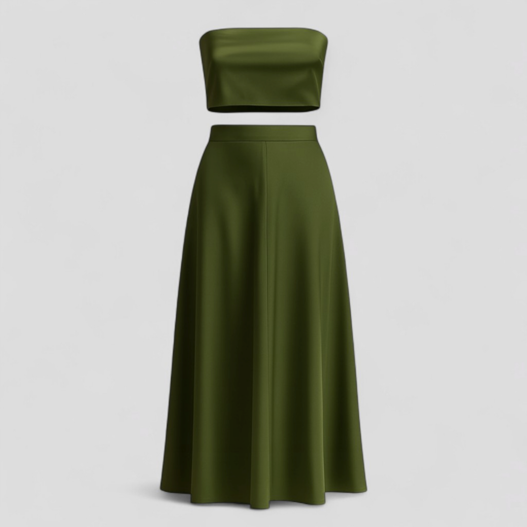 Women's Dress : Betty | Luxe Strapless Zomerjurk Set in Groen van Pantino