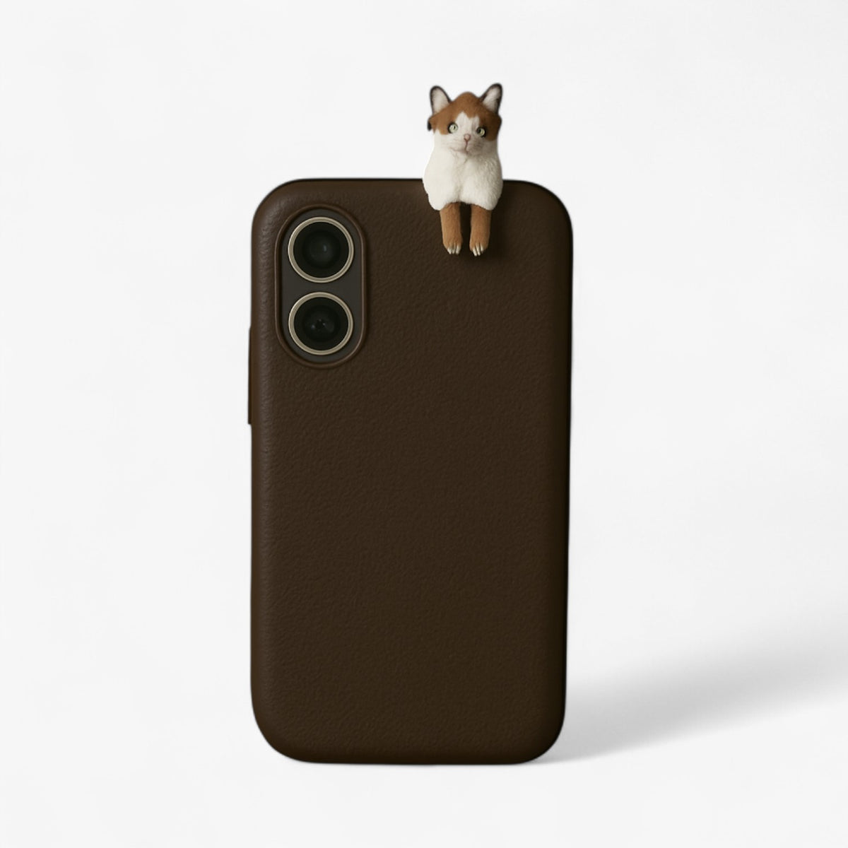 accessories : Luna | 3D-cartoonkat iPhone-hoesje - schattige bescherming met zacht comfort in Donkerbruin van Pantino