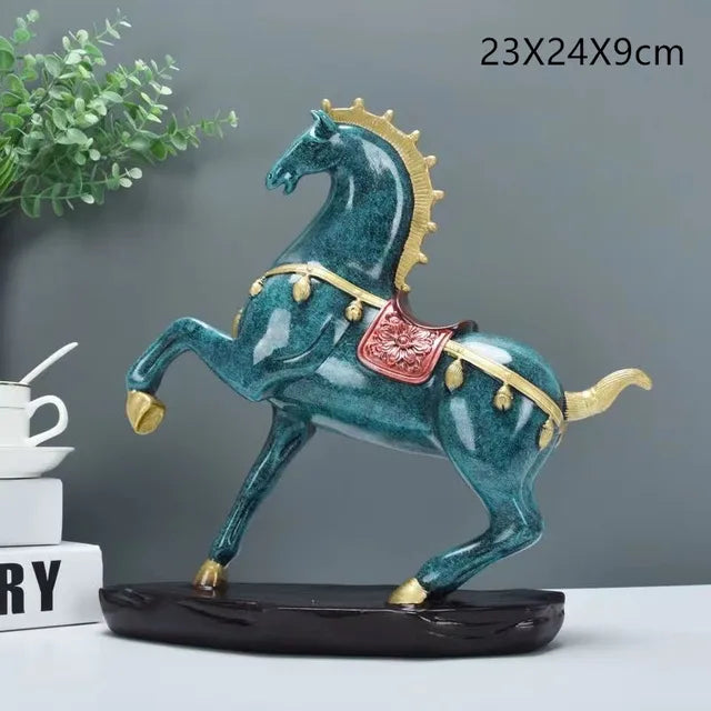 home & garden : ImperialStride - Tang Paarden Beeld in Blauw van Pantino