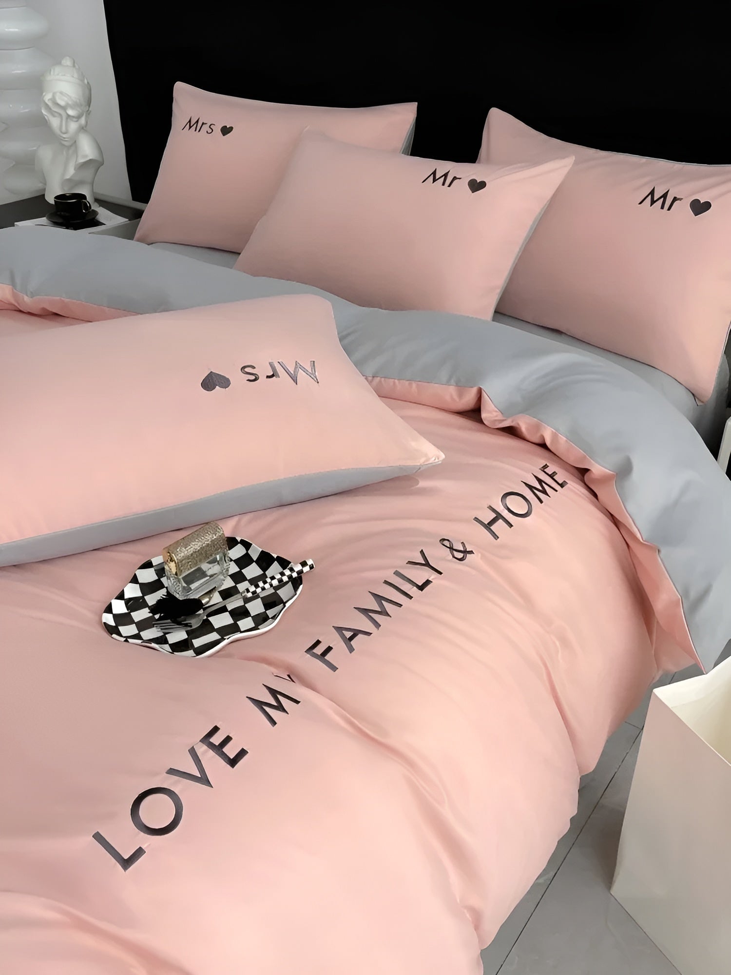 home & garden : DreamPro Beddings - Ultrazacht en Comfortabel Beddengoed in Roze-Grijs van Pantino