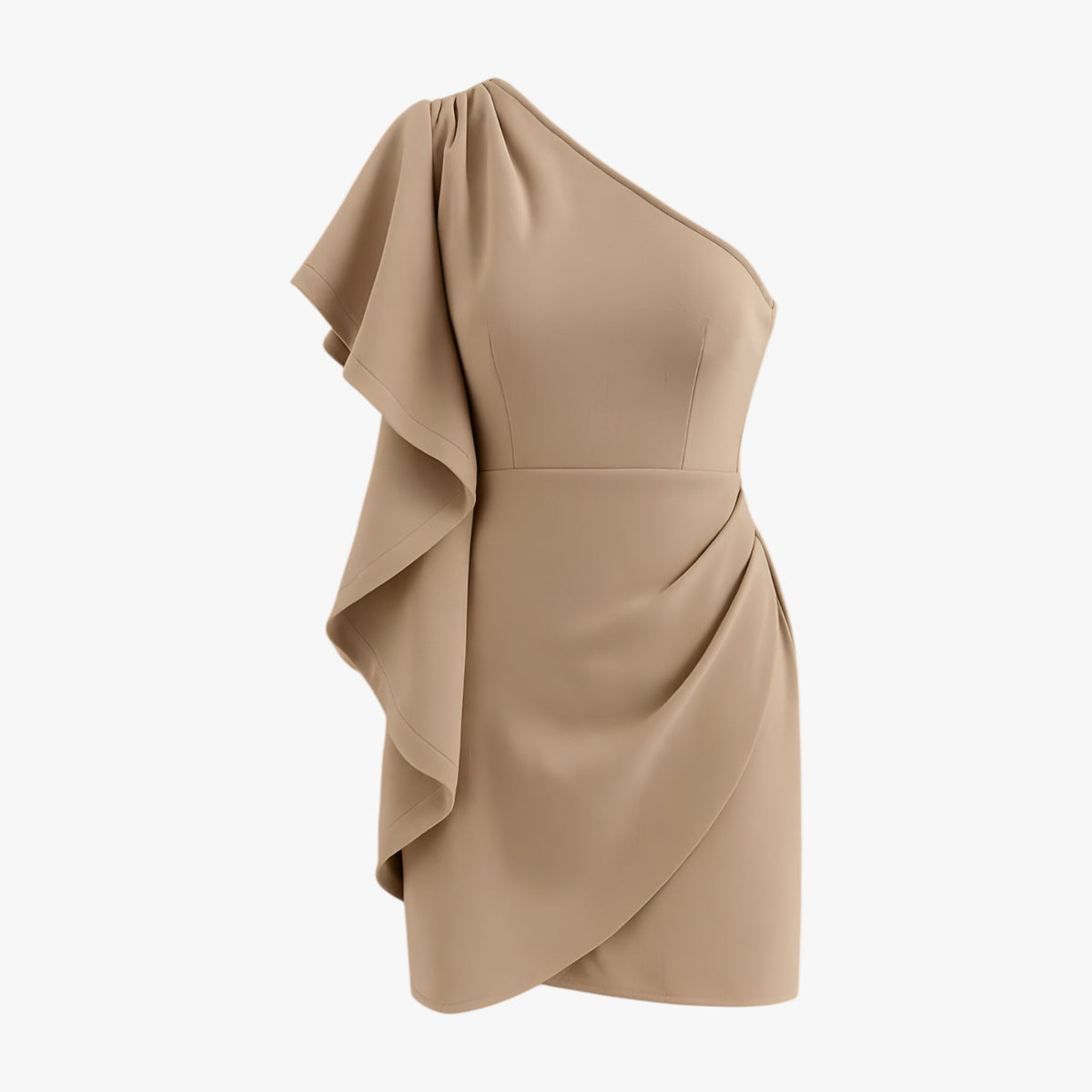 Damesjurken : Molly | Dames Asymmetrische Mini Jurk in Khaki van Pantino