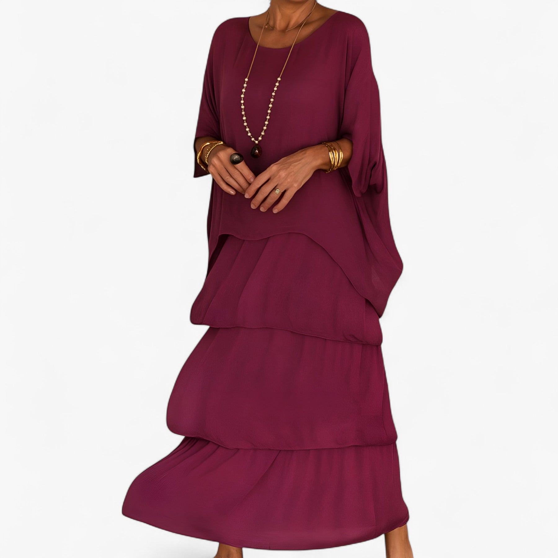 Women's Dress : Palma | Dames Elegante Lange A-Line Maxi Jurk in Roze van Pantino
