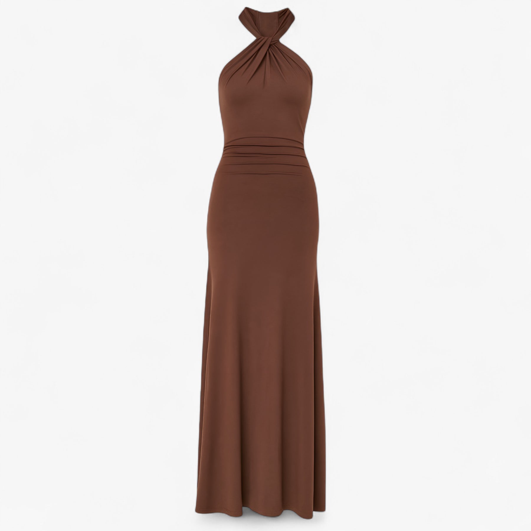 Women's Dress : Isabel | Dames Elegante Lange Jurk in Bruin van Pantino