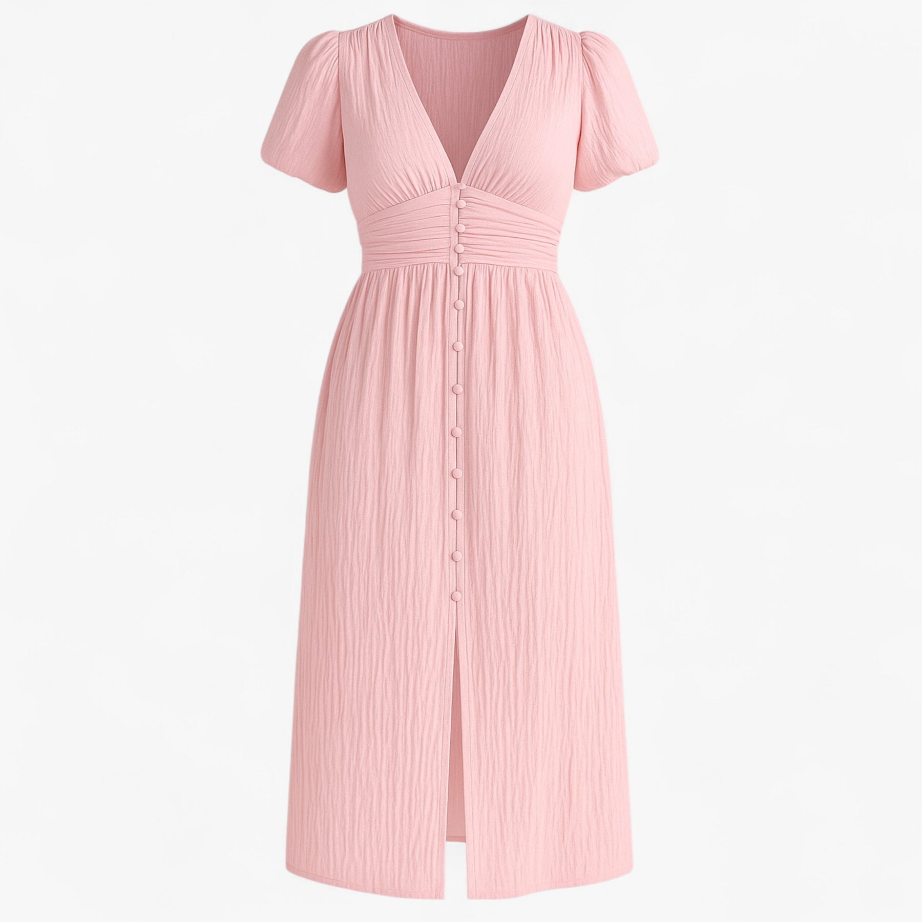 Women's Dress : Giselle | Dames Elegante Lange Maxi Jurk met Puffmouwen in Roze van Pantino