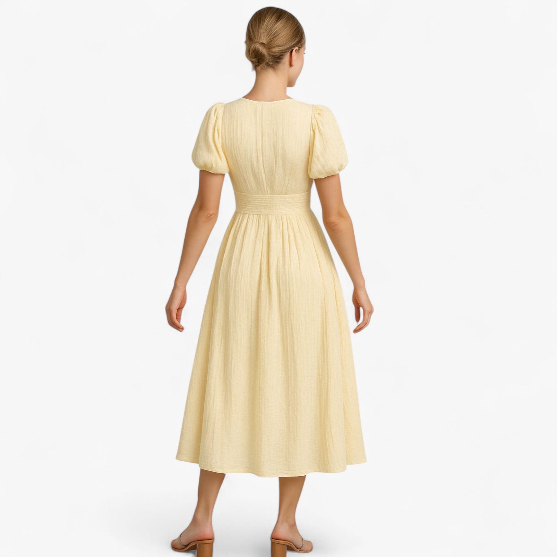 Women's Dress : Giselle | Dames Elegante Lange Maxi Jurk met Puffmouwen in van Pantino