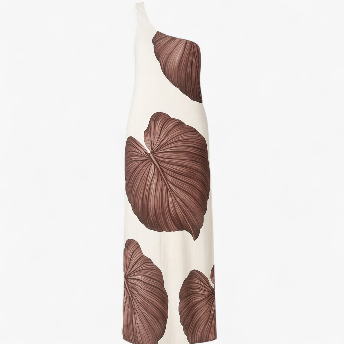Women's Dress : Katie | Dames Elegante Lange Zomerjurk met Palmprint in Bruin van Pantino