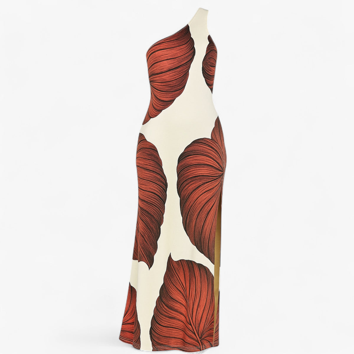 Women's Dress : Katie | Dames Elegante Lange Zomerjurk met Palmprint in Rood van Pantino