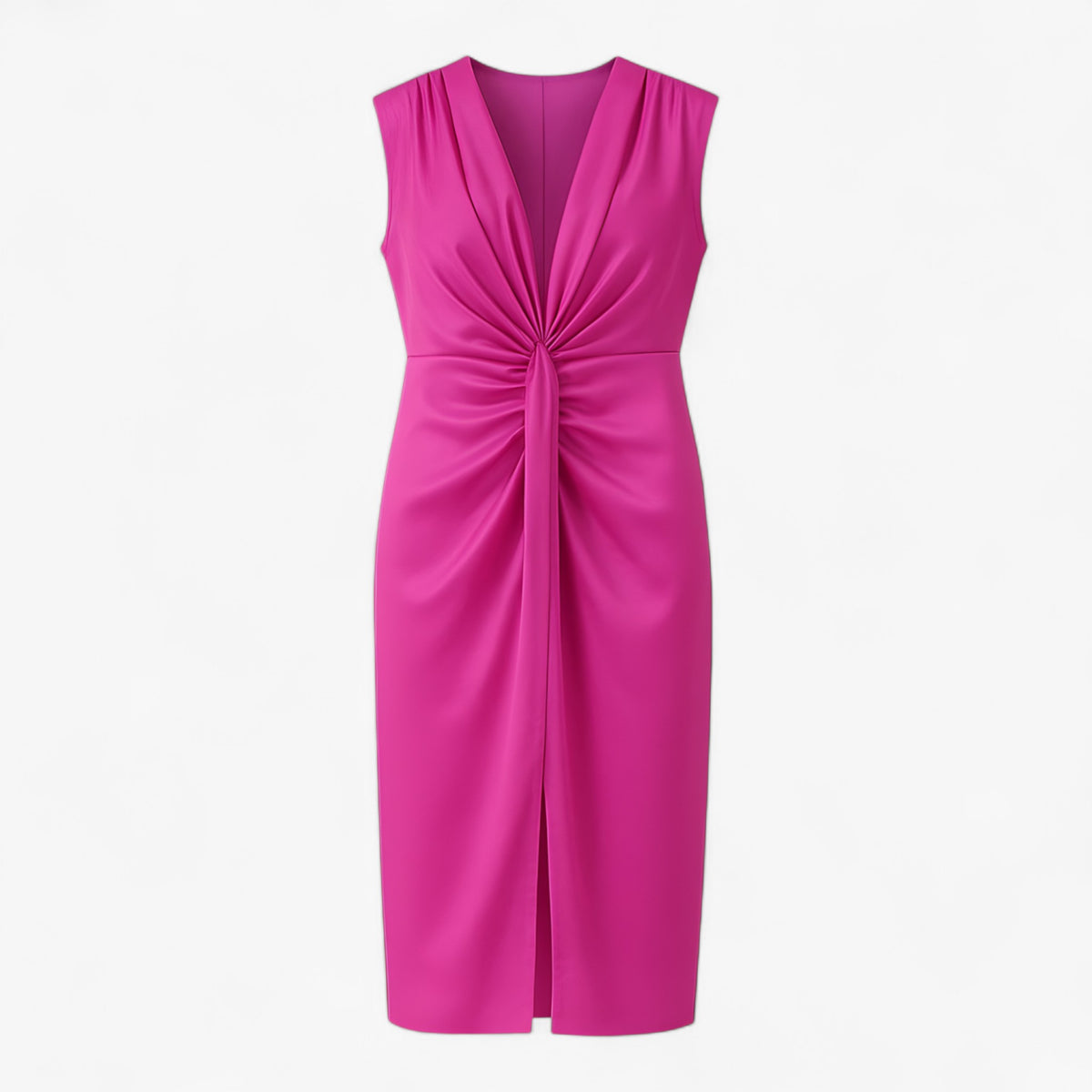 Women's Dress : Martha | Dames Elegante Maxi Jurk met Split in Magenta Eén maat van Pantino