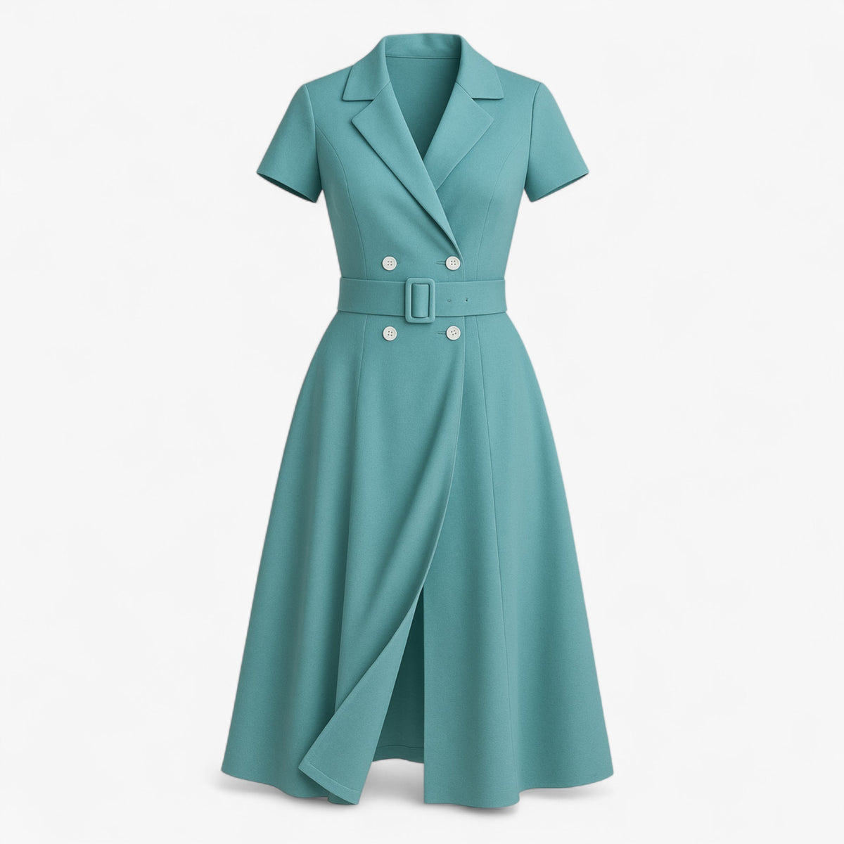 Women's Dress : Kiera | Dames Elegante Midi Jurk met Cintuur in Lichtblauw van Pantino