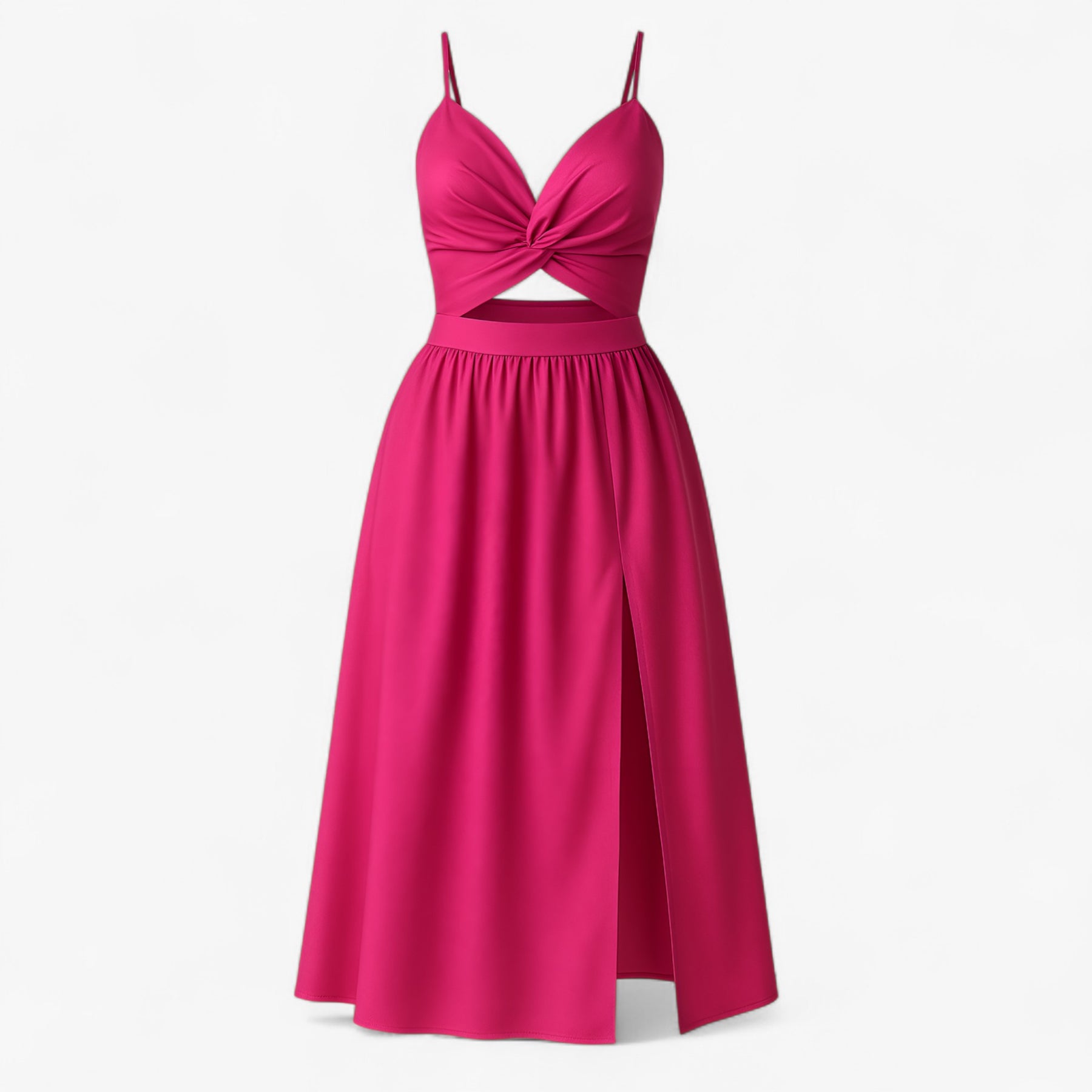 Women's Dress : Jessie | Dames Elegante Midi Jurk met Dunne Bandjes in Rosa van Pantino
