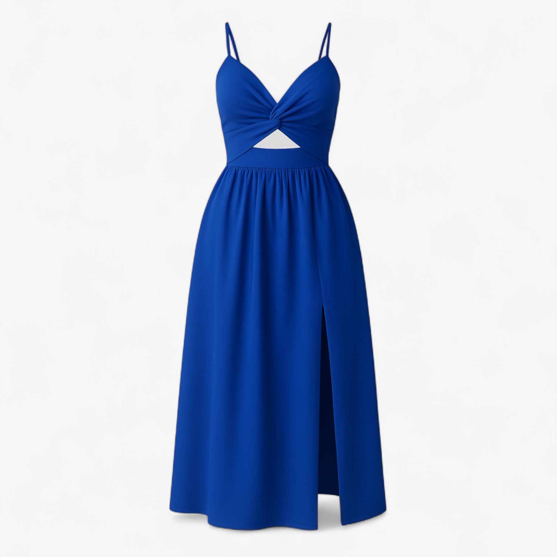 Women's Dress : Jessie | Dames Elegante Midi Jurk met Dunne Bandjes in Blauw van Pantino