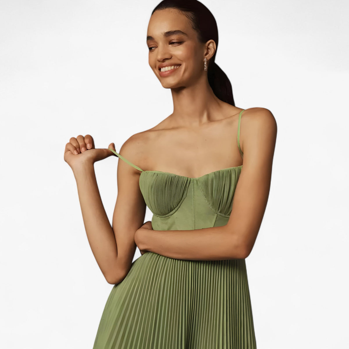 Damesjurken : Bealyn | Dames Geplooide Midi Jurk voor Speciale Gelegenheden in van Pantino