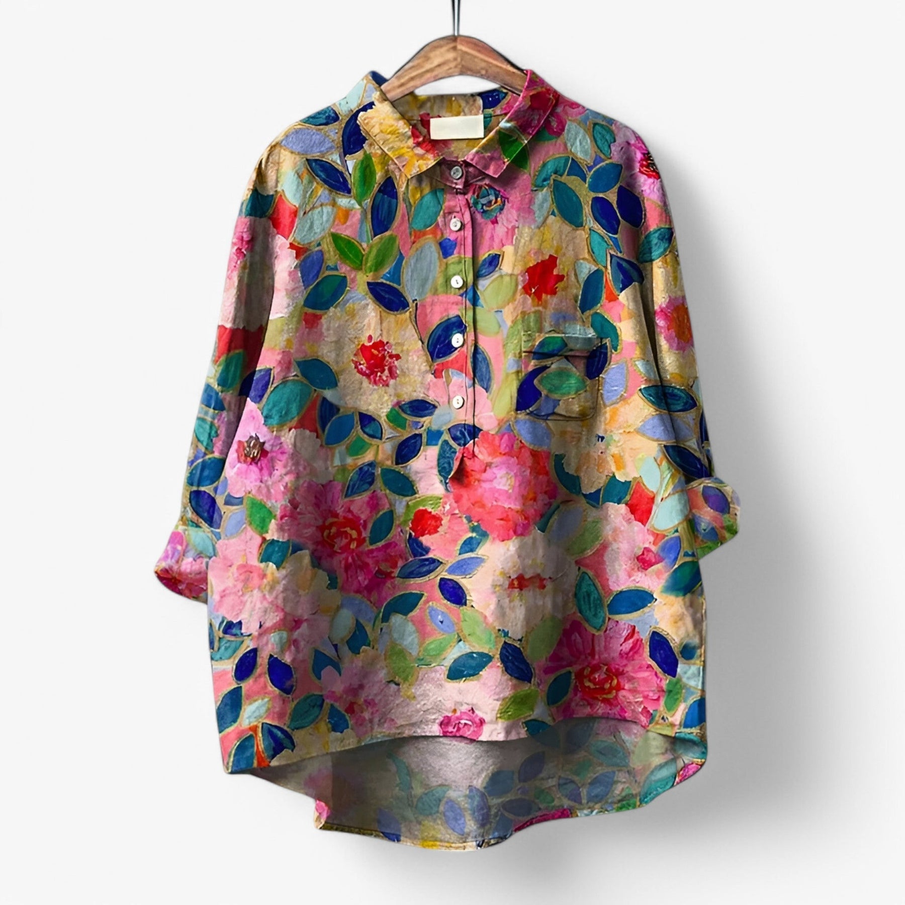(Pinterest) Shirts : Jane | Dames Hemd met Grafische Print en Comfortabele Pasvorm in Bloemen Kunst van Pantino
