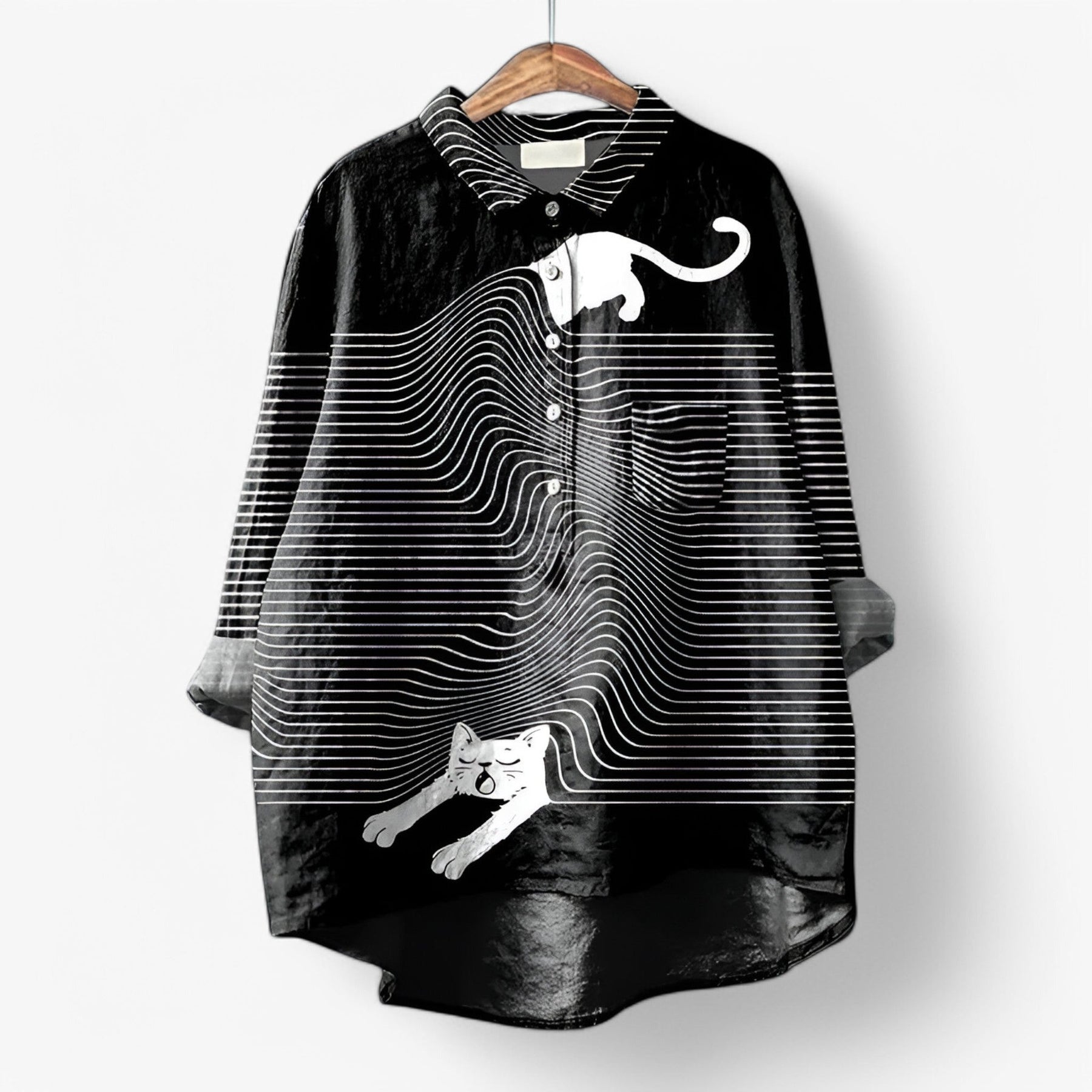 (Pinterest) Shirts : Jane | Dames Hemd met Grafische Print en Comfortabele Pasvorm in Kat Kat van Pantino