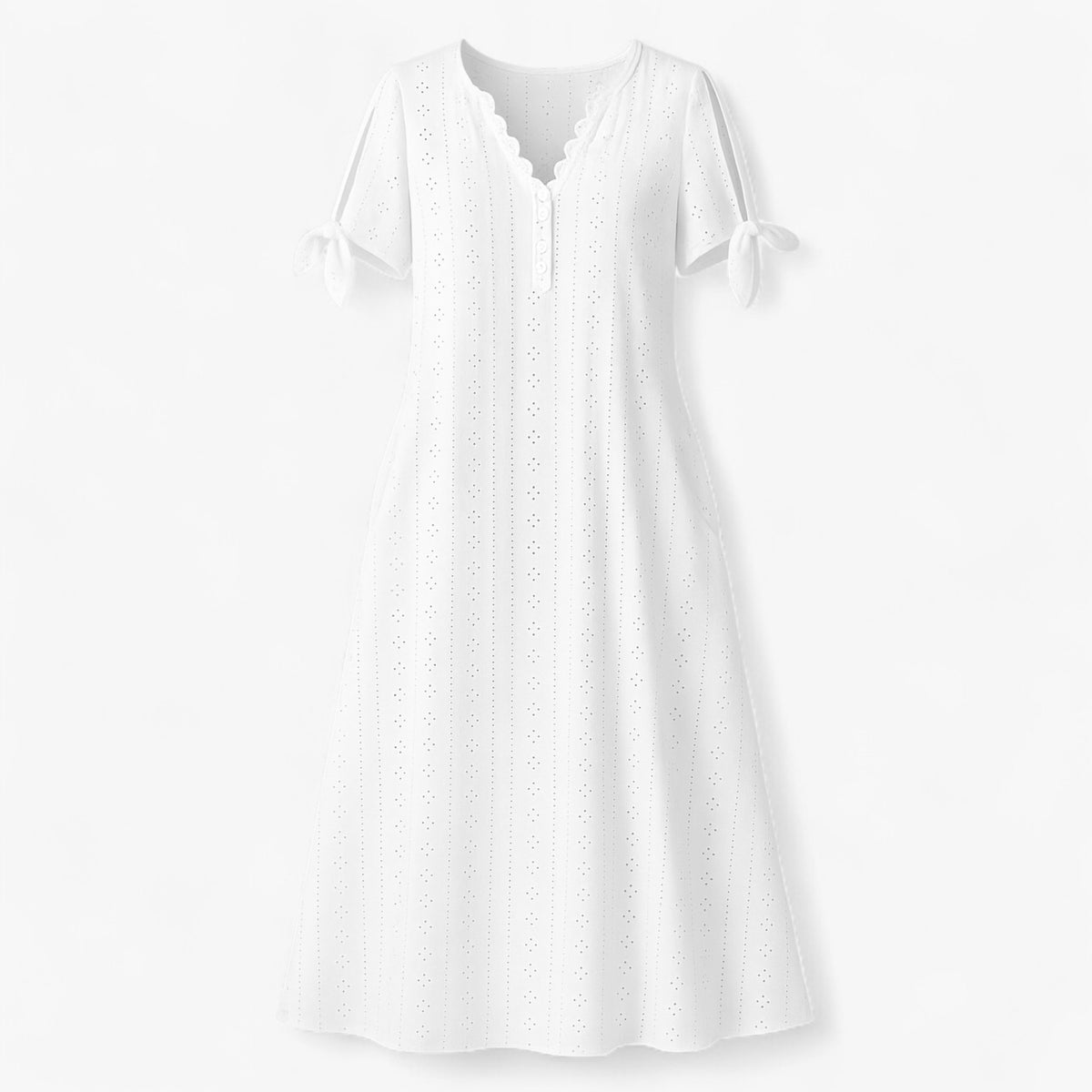 Women's Dress : Brisa | Dames Jurken Zomer V-Hals Elegant in Wit van Pantino