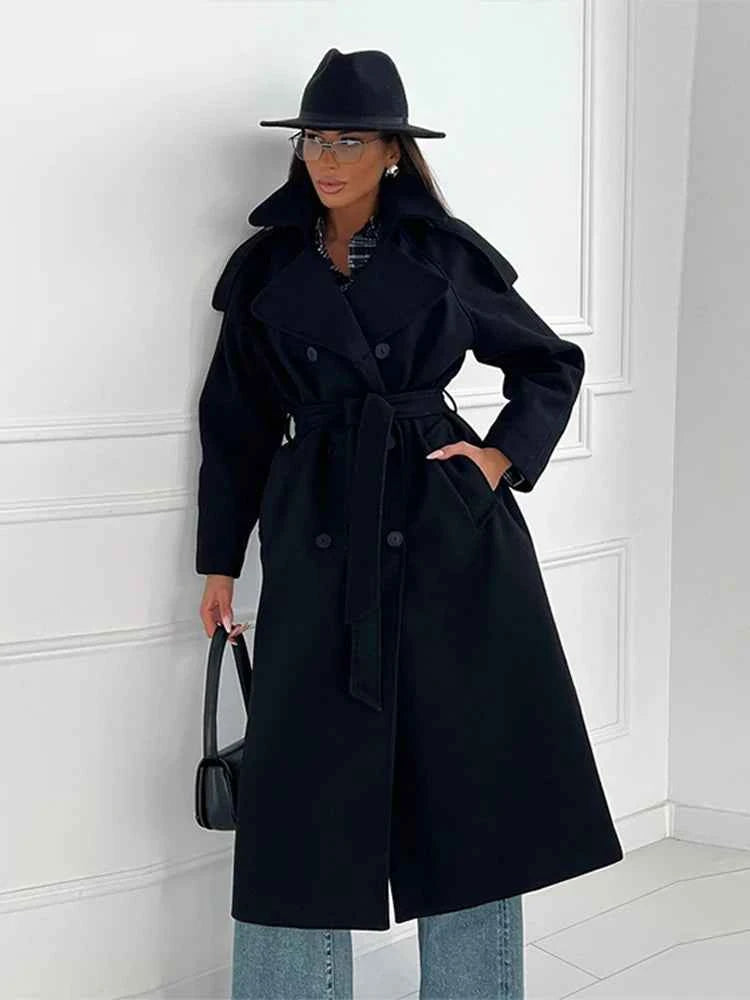 Brianna | Dames Lange Winterjas met Riemen