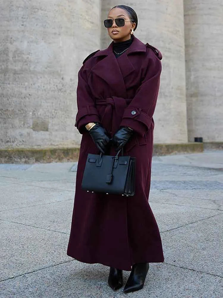 Brianna | Dames Lange Winterjas met Riemen