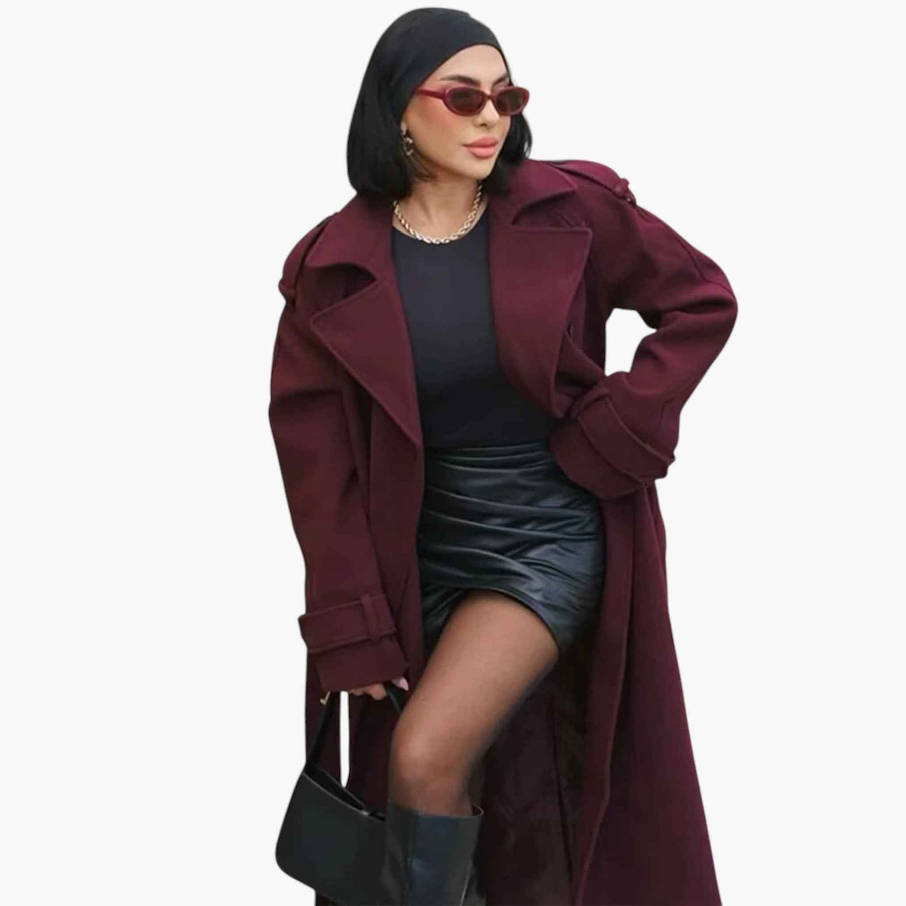 Damesjassen & -jacks : Brianna | Dames Lange Winterjas met Riemen in van Pantino
