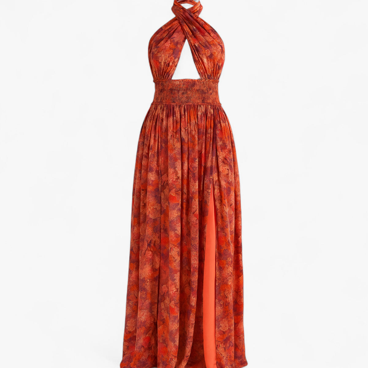 Women's Dress : Cleah | Dames Lange Zomerjurk met Bloemenprint in Bordeaux van Pantino