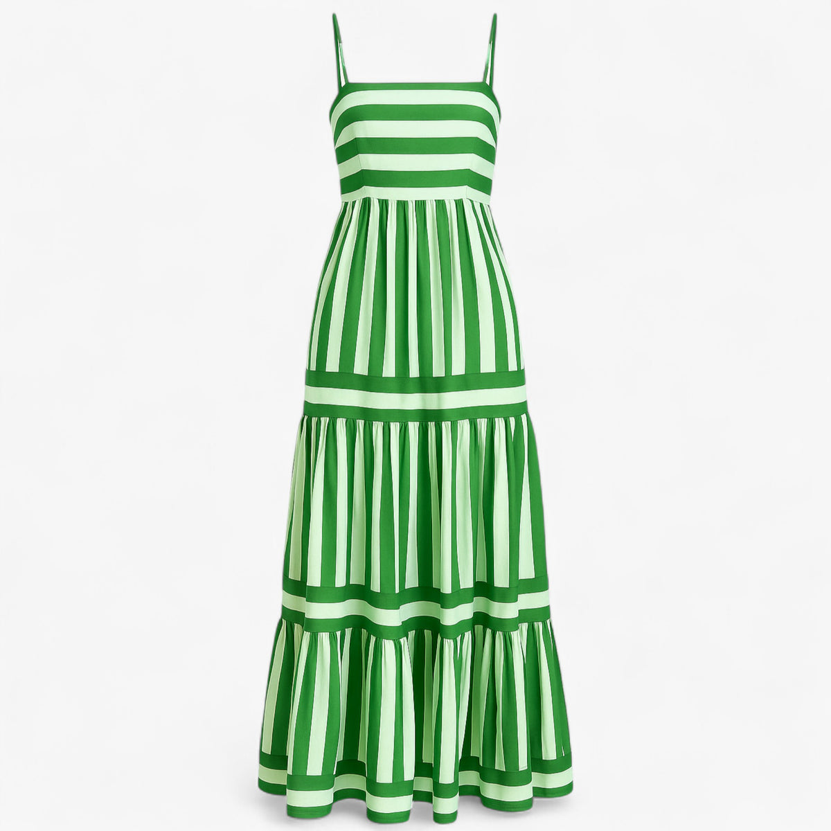 Women's Dress : Alma | Dames Lichte Zomerjurk met Spaghettibandjes in Groen van Pantino