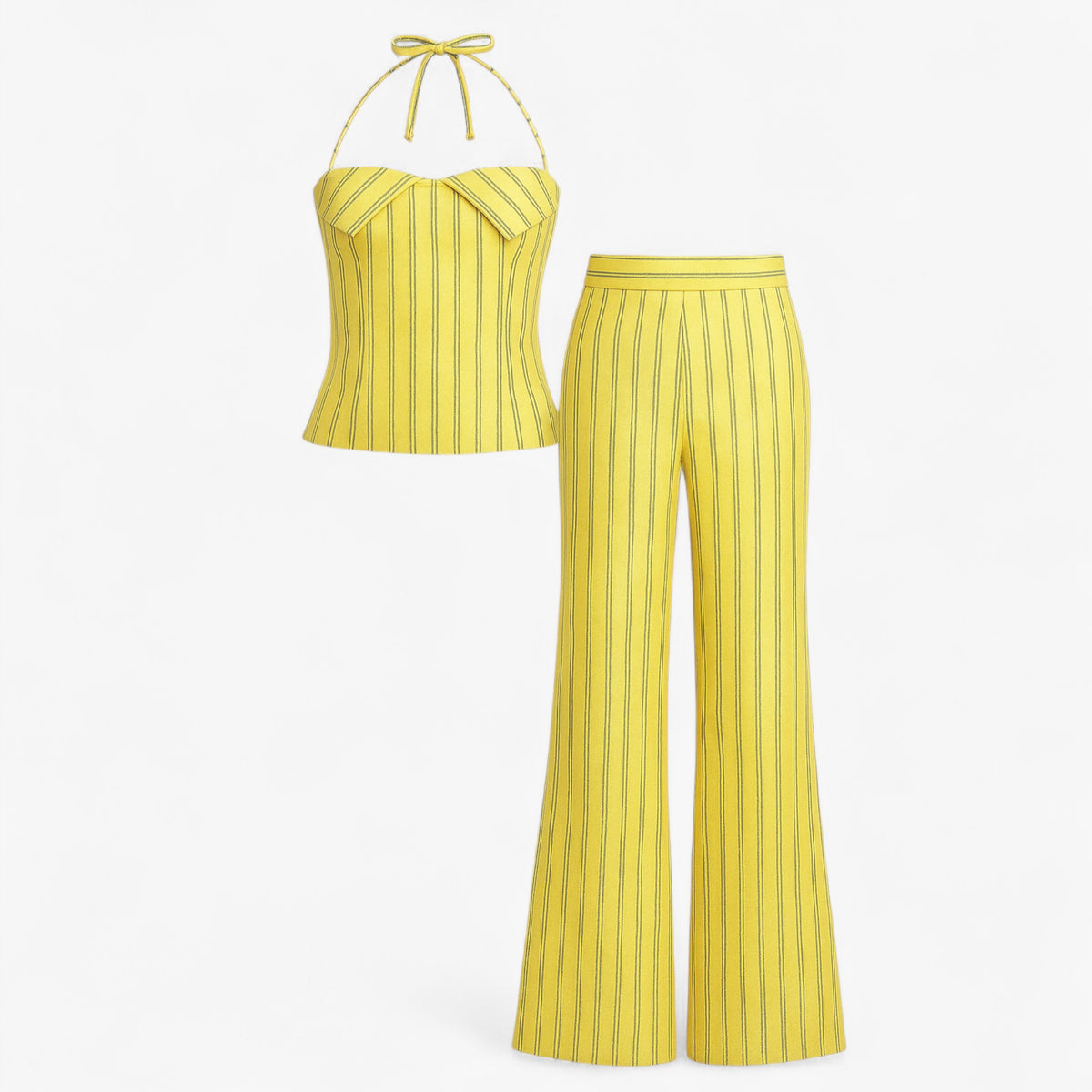 Women Set : Camila | Dames Lichtgewicht Zomer Set met Top en Broek in Geel van Pantino