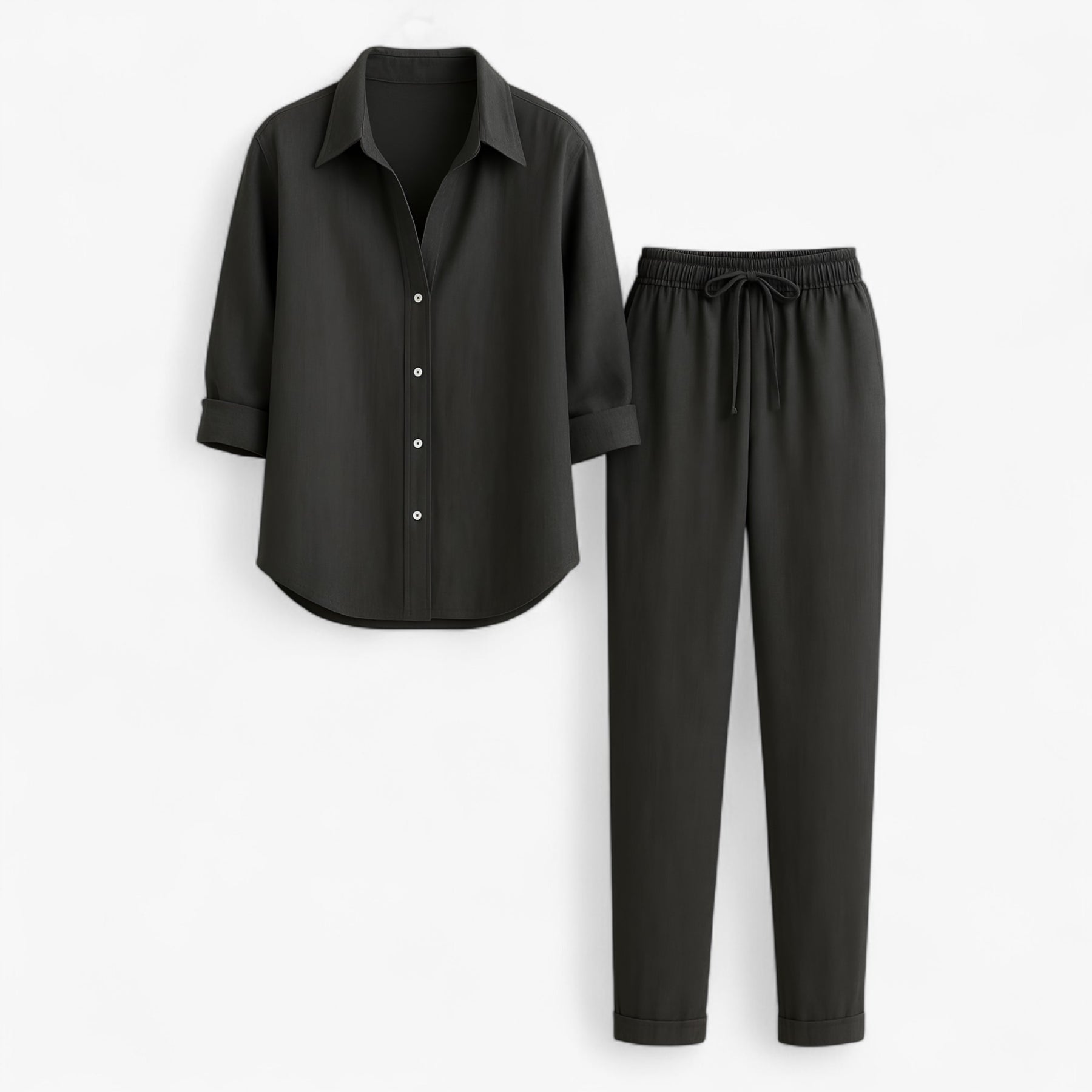 Women Set : Beth | Dames Set van Blouse en Broek in Donkergrijs van Pantino