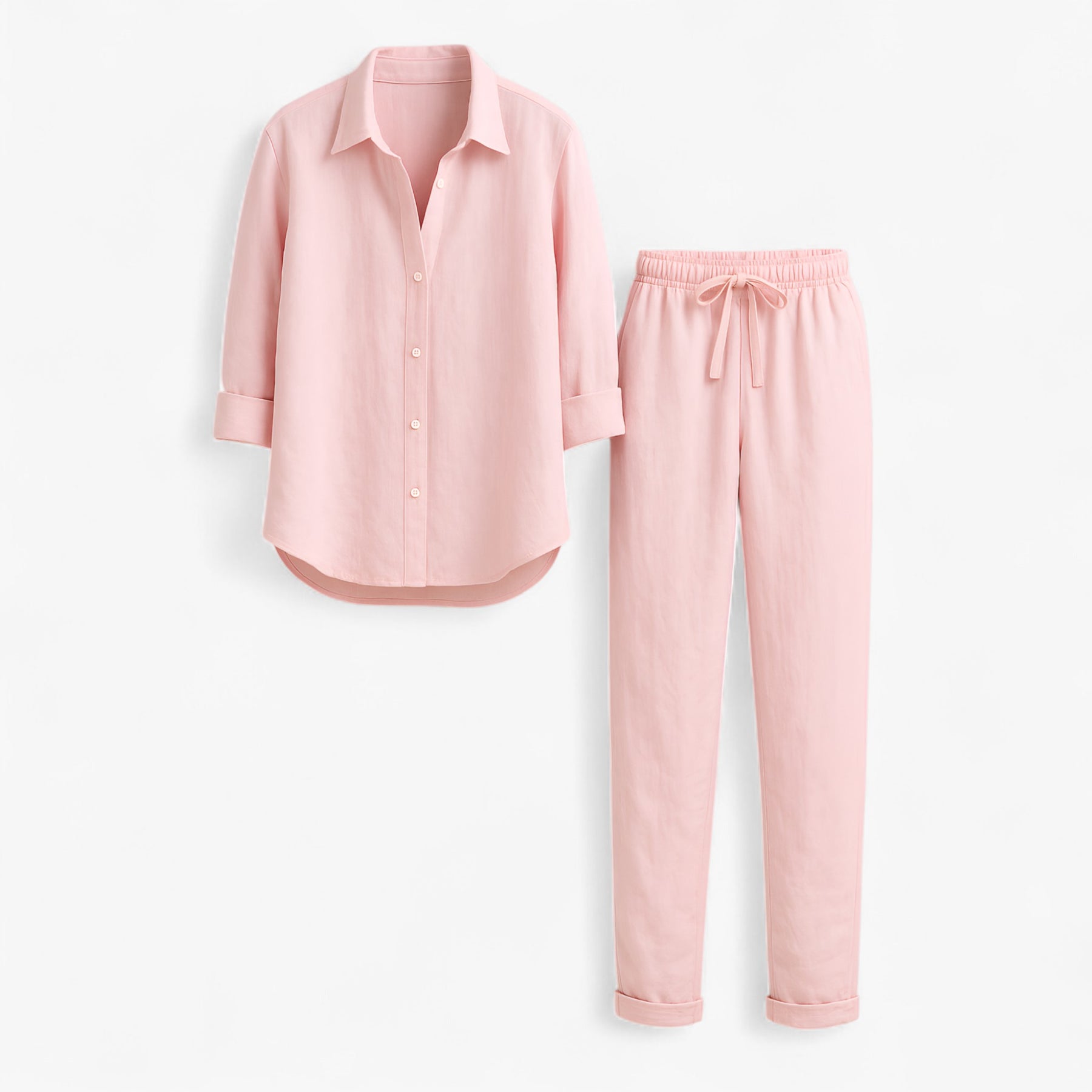 Women Set : Beth | Dames Set van Blouse en Broek in Roze van Pantino