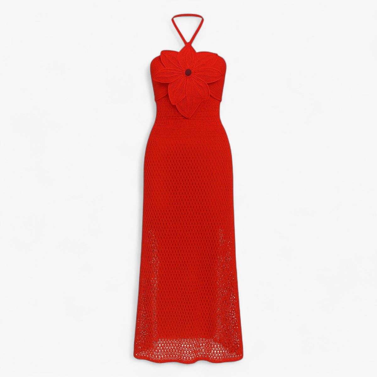 Women's Dress : Alva | Dames Sexy Maxi Jurk met 3D Applicaties in Rood van Pantino