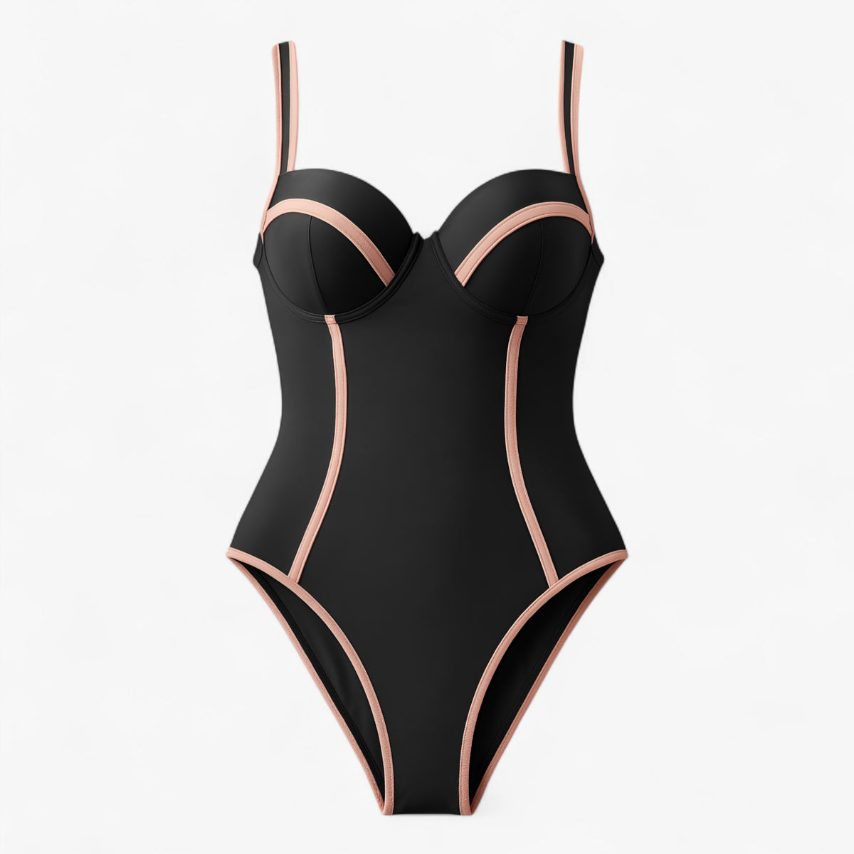 Women's Outfit : Robyn | Dames Slim Fit Badpak voor Elegante Look in Zwart-Roze van Pantino