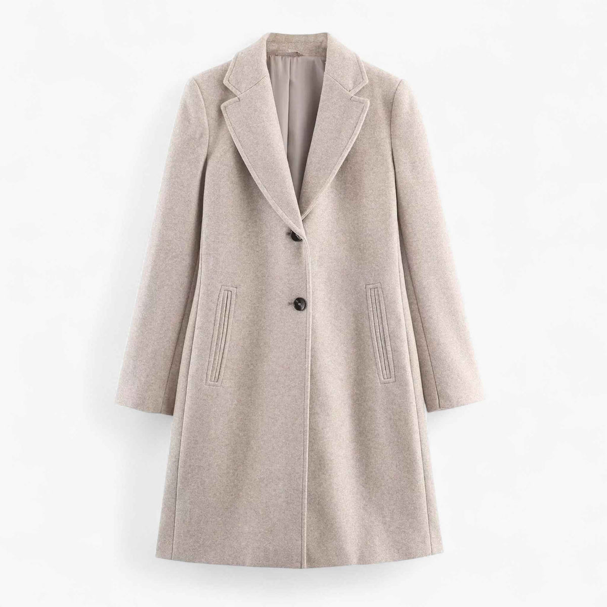 Damesjassen & -jacks : Patricia | Dames Vintage Elegante Jas met Schoudervulling in Khaki van Pantino