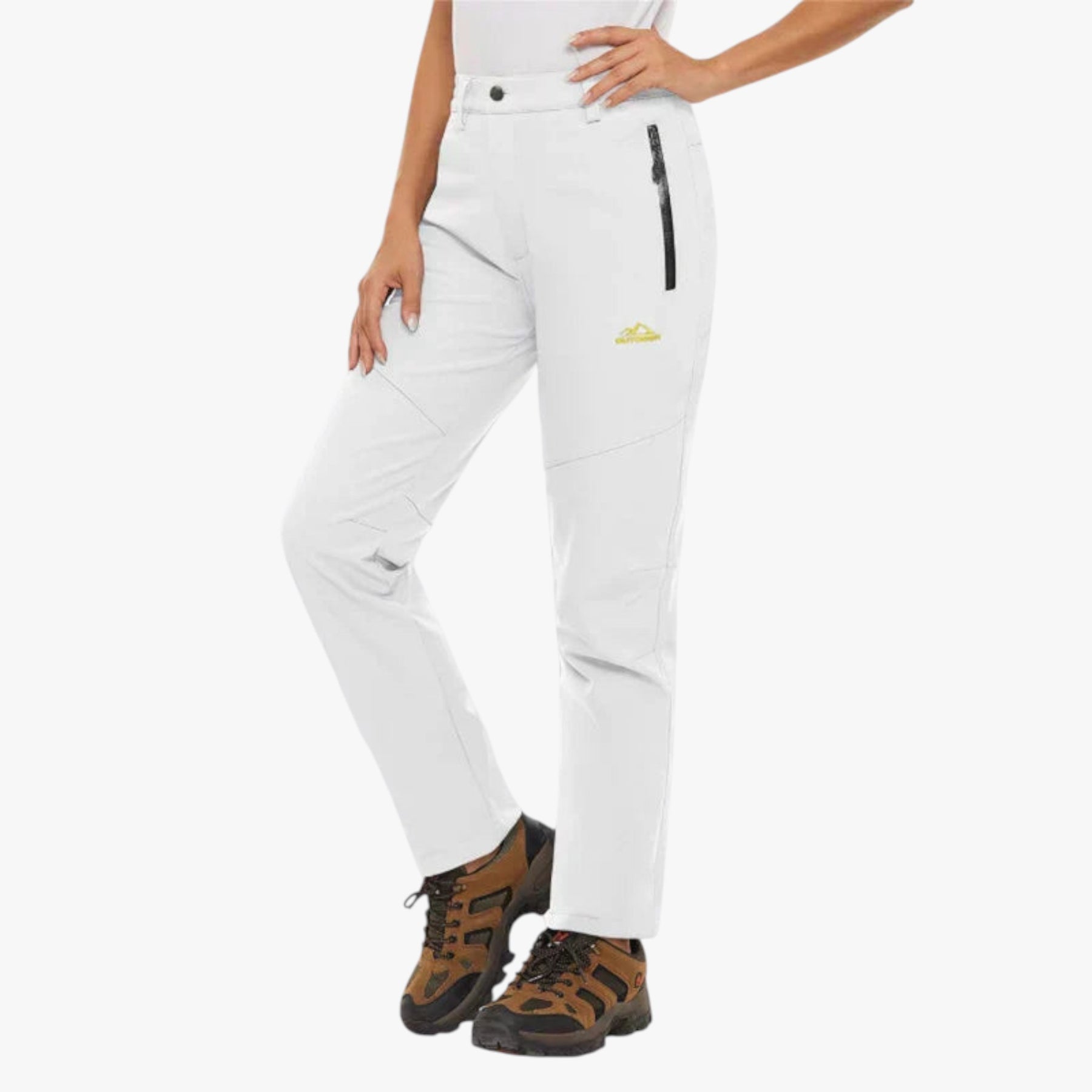 Fleece Broek : Emma | Dames Waterafstotende Fleecebroek voor Koude Dagen in Wit van Pantino