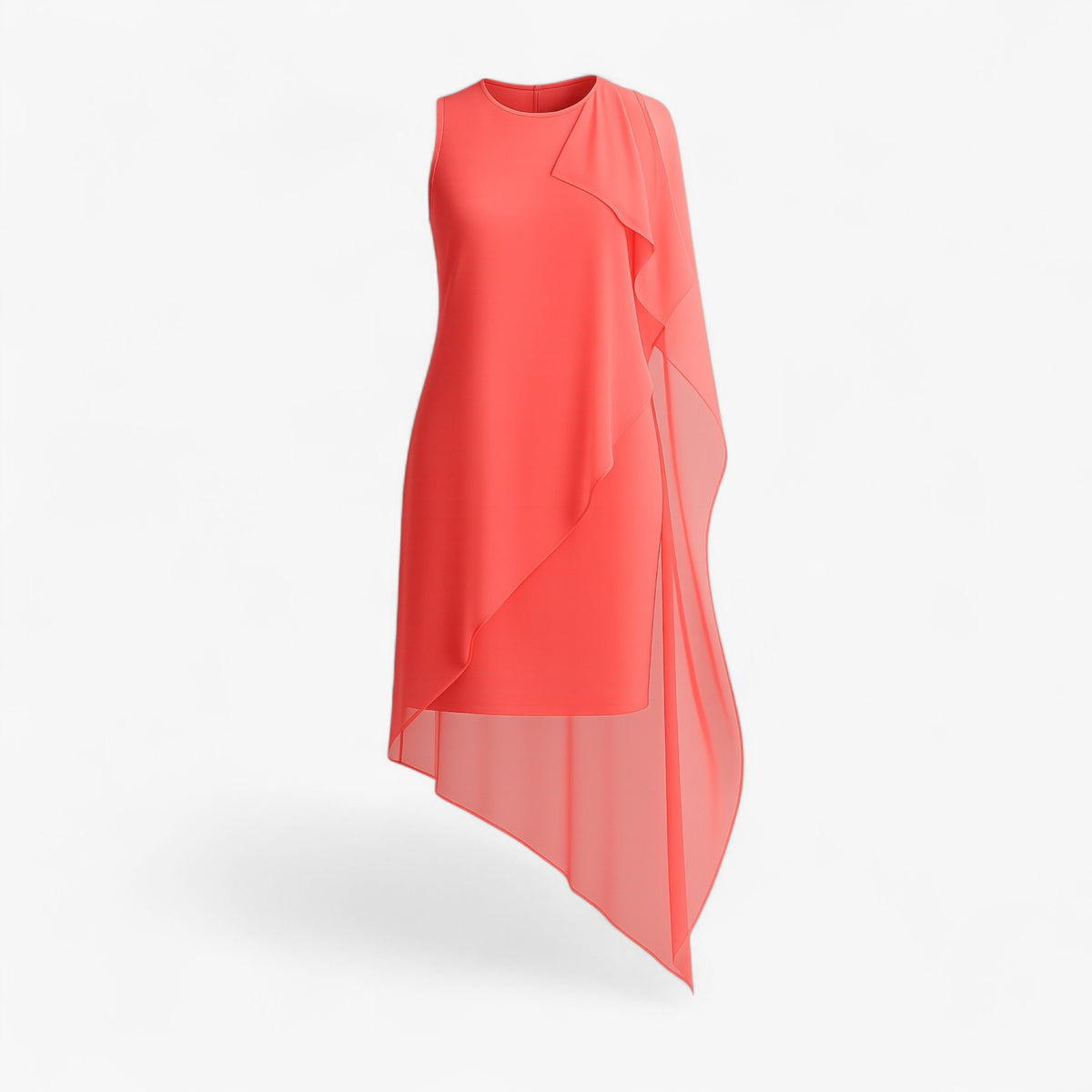 Dress : Edita | Dames Zomerjurk Zonder Mouwen Chiffon in Zalmroze van Pantino