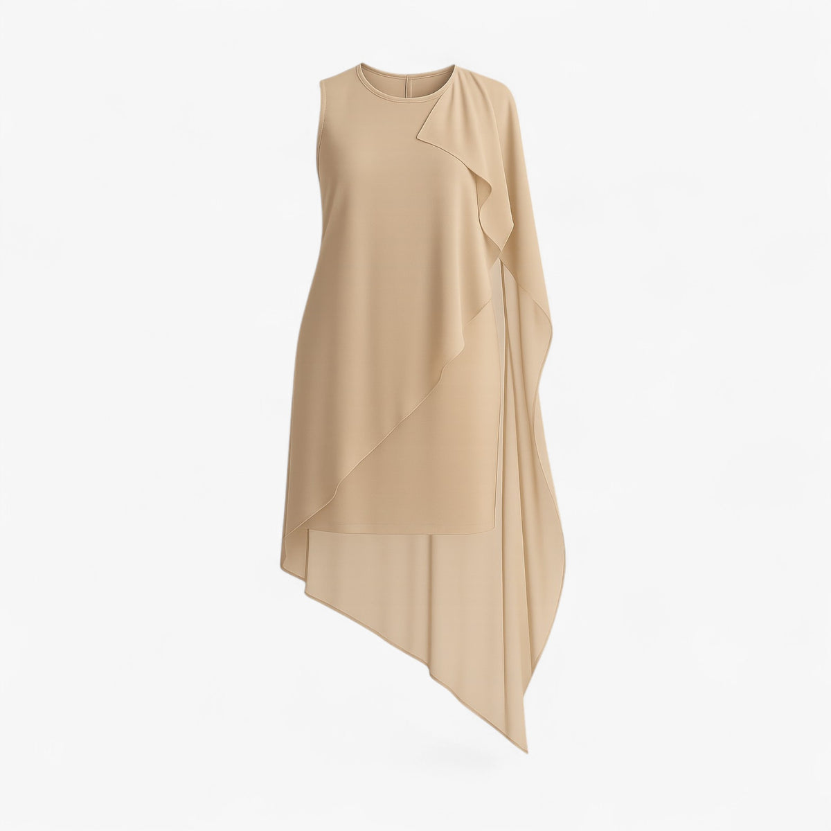 Dress : Edita | Dames Zomerjurk Zonder Mouwen Chiffon in Cachi van Pantino