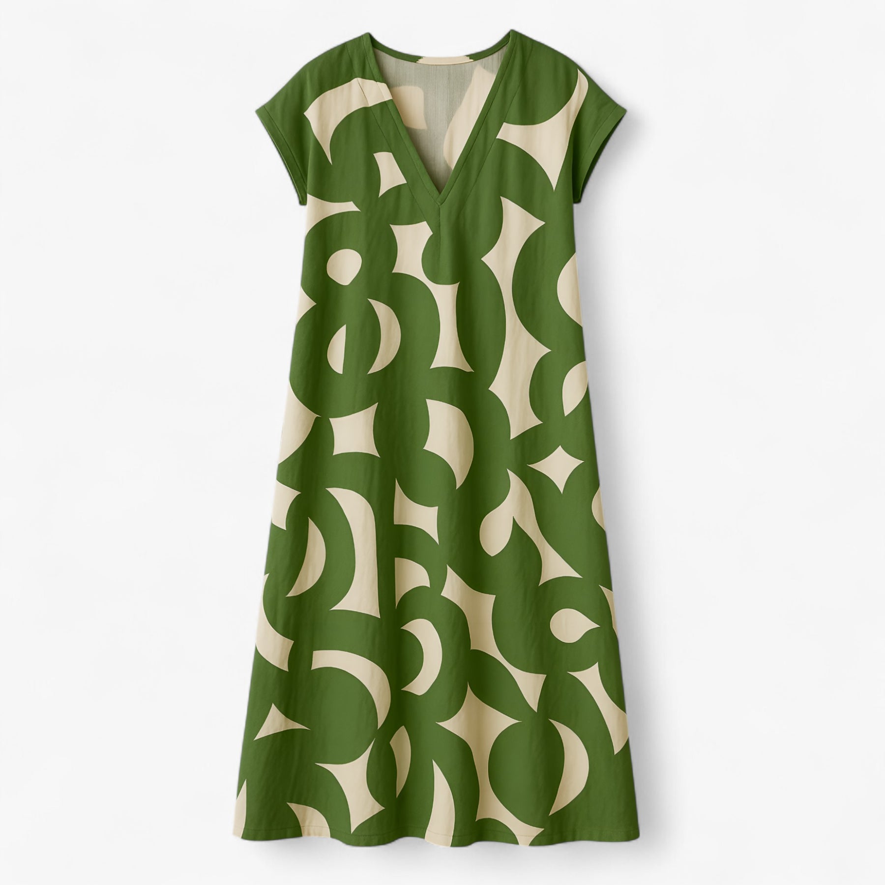 Women's Dress : Vicki | Dames Zomerse Maxi Jurk met Abstracte Print in Groen van Pantino