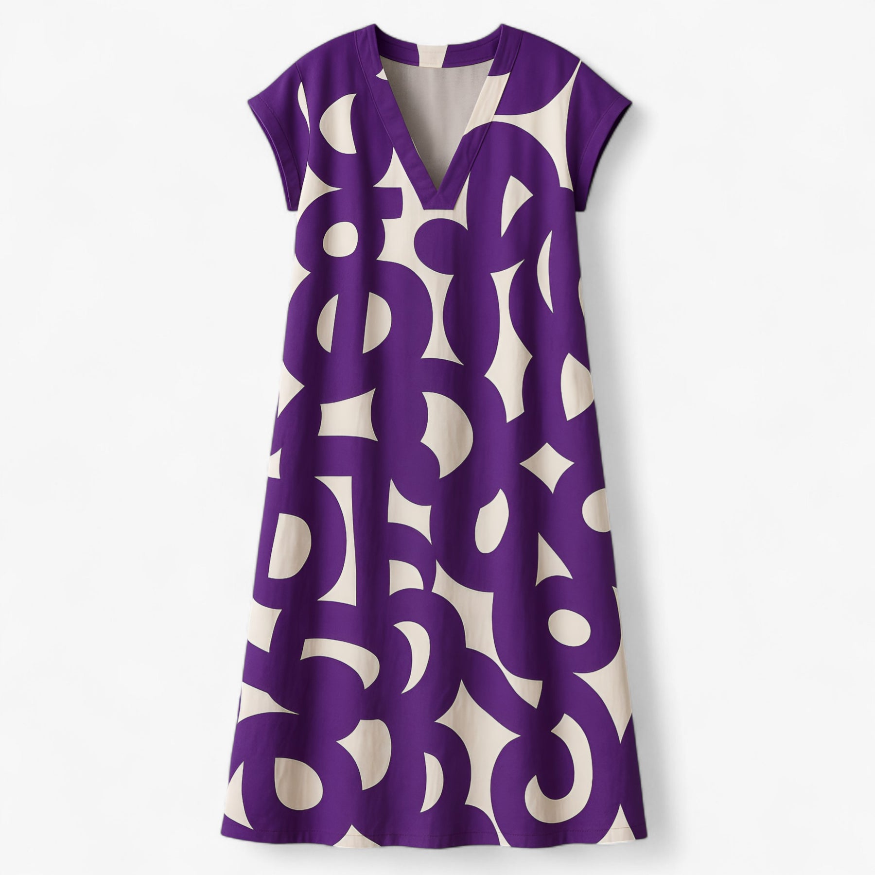 Women's Dress : Vicki | Dames Zomerse Maxi Jurk met Abstracte Print in Paars van Pantino