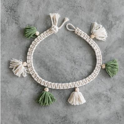 home & garden : Decoratief Macramé Touw in Groene en witte kwast van Pantino