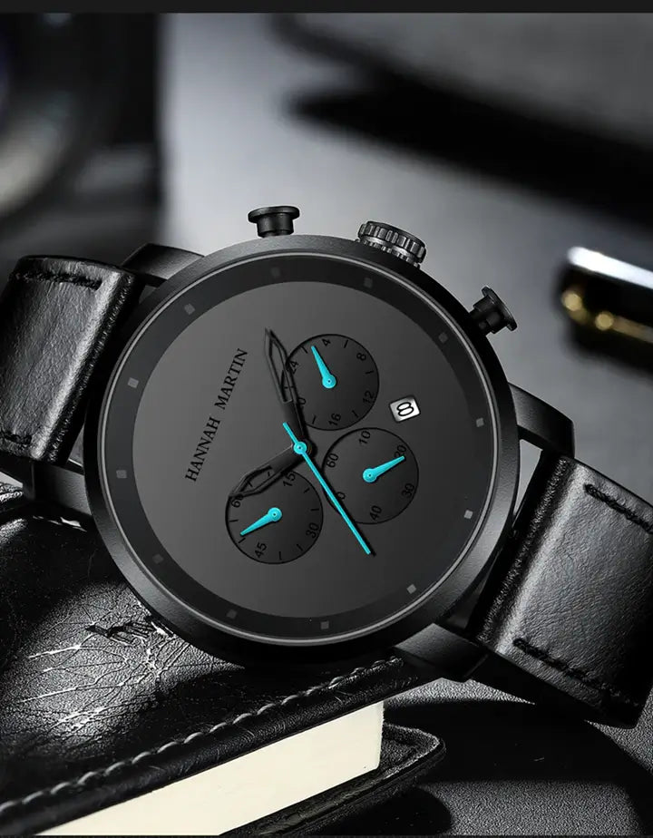 watches : Heren Chronograaf Horloge in Zwart-blauw van Pantino