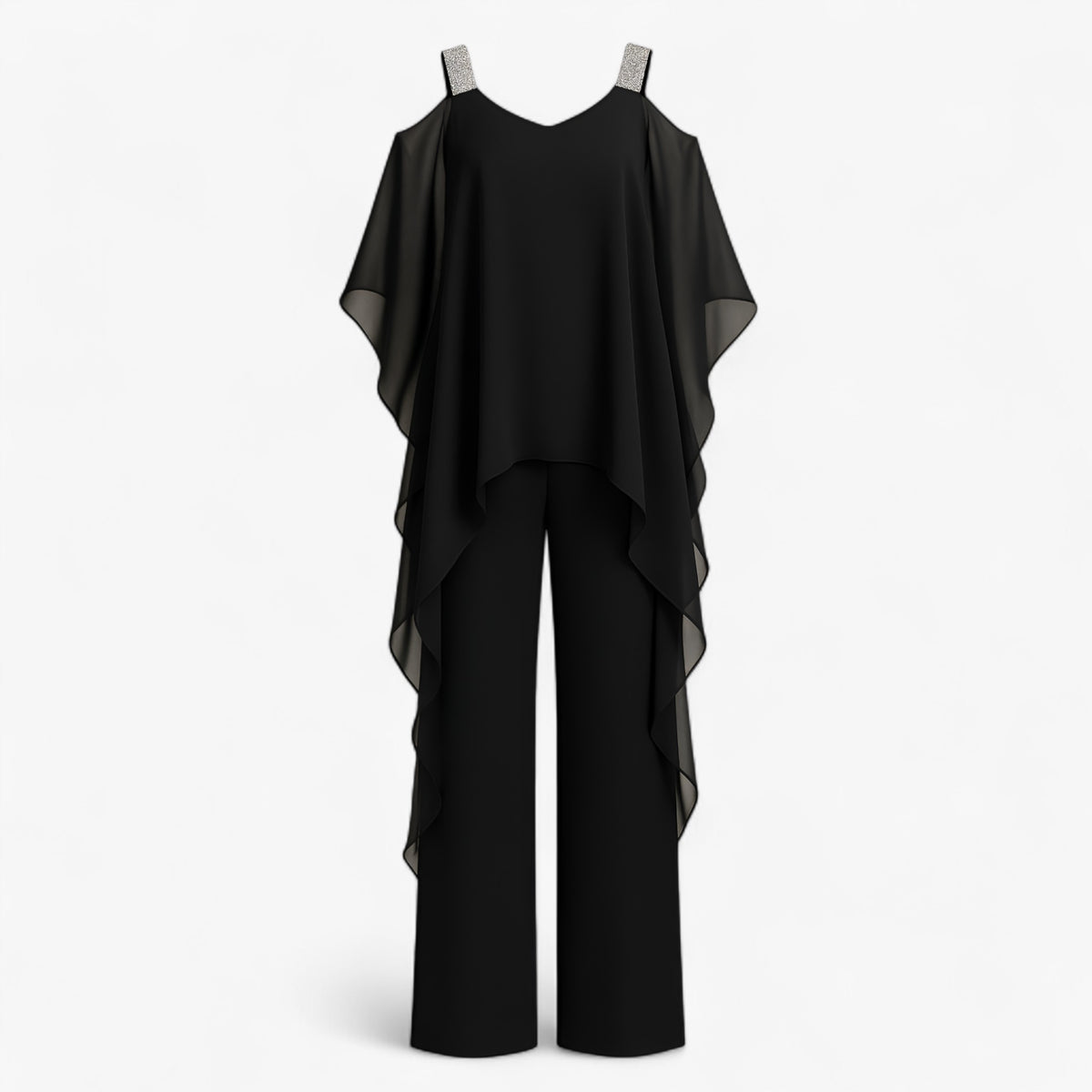 Women's Dress : Malta | Jumpsuit Dames Asymmetrisch Design in Zwart van Pantino