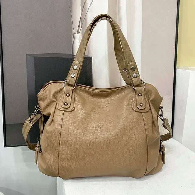bags : YVONNE - Leren hobo-schoudertas voor dames in Khaki van Pantino