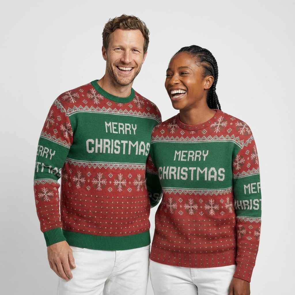 Sweaters : Unisex Casual Sweater met Sneeuwvlokken in van Pantino